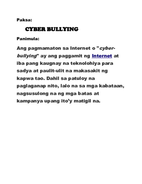 Paano Maiiwasan <b>ang Cyberbullying</b>? (Mga Tip sa Kaligtasan sa Online na Mga 10) Sa pagtaas ng paggamit ng teknolohiya, isang monster na may pangalang <b>cyber</b>-bully <b>ang</b> lumitaw din. . Ano ang cyber bullying wikipedia tagalog